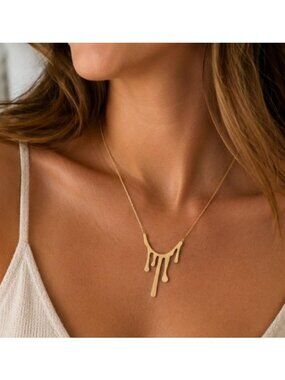 Stainless Steel Paint Drip Gold Necklace